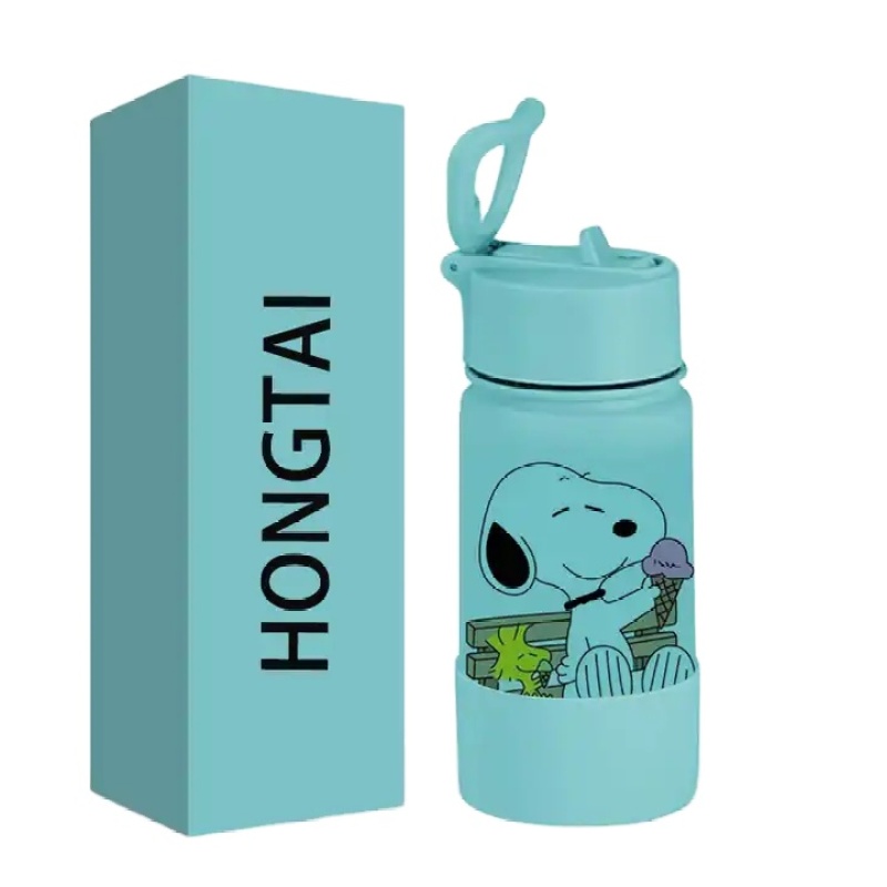 Newly designed custom stainless steel vacuum insulated children's cartoon straw bottle