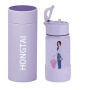 Newly designed custom stainless steel vacuum insulated children's cartoon straw bottle