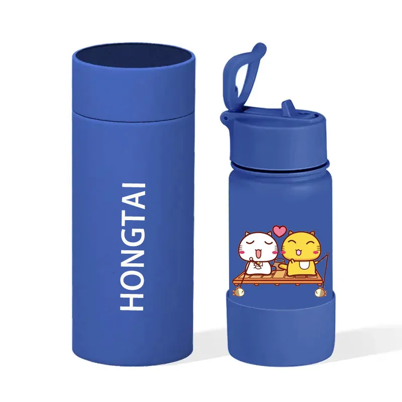 Newly designed custom stainless steel vacuum insulated children's cartoon straw bottle