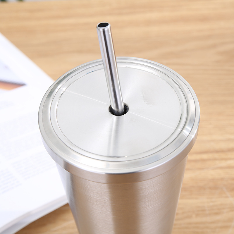 Wholesale Tumbler Cup 500ml Stainless Steel Double Wall Custom Logo Reusable Cups with Lids and Straws