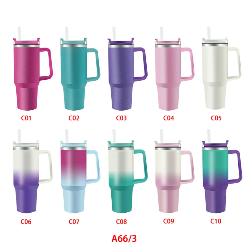 Custom Travel Mug Sublimation Blank Adventure Quencher Stainless Steel Cup 40oz 40 Oz Tumbler With Handle And Straw