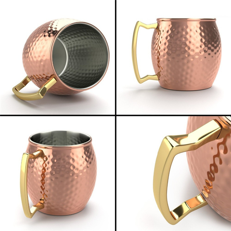 Mugs with Handle Moscow Mule Copper Beer Mugs Food Grade 304 Stainless Steel,stainless Steel Cooper Mugs 1 Unit/opp Bag/box