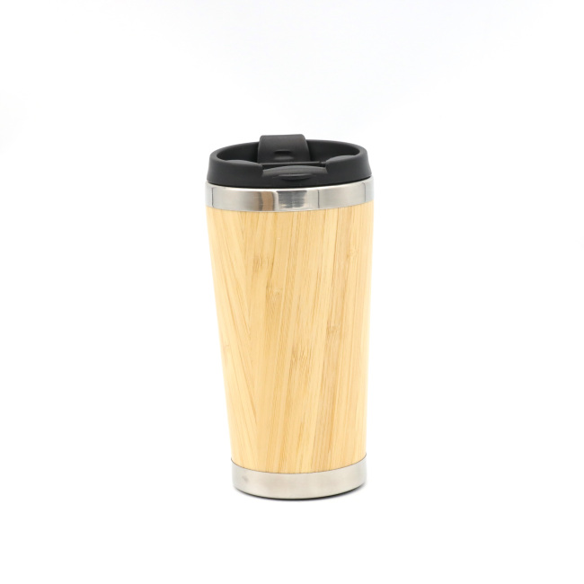 400ml Stainless Steel Tumbler  Bamboo Surface Travel Coffee Mug