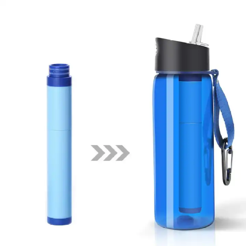 Environmentally friendly portable 650 ml outdoor sports drinking water filter plastic bottle