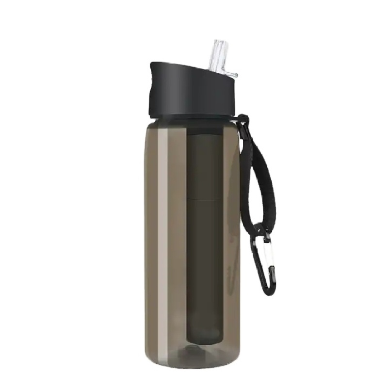 Environmentally friendly portable 650 ml outdoor sports drinking water filter plastic bottle