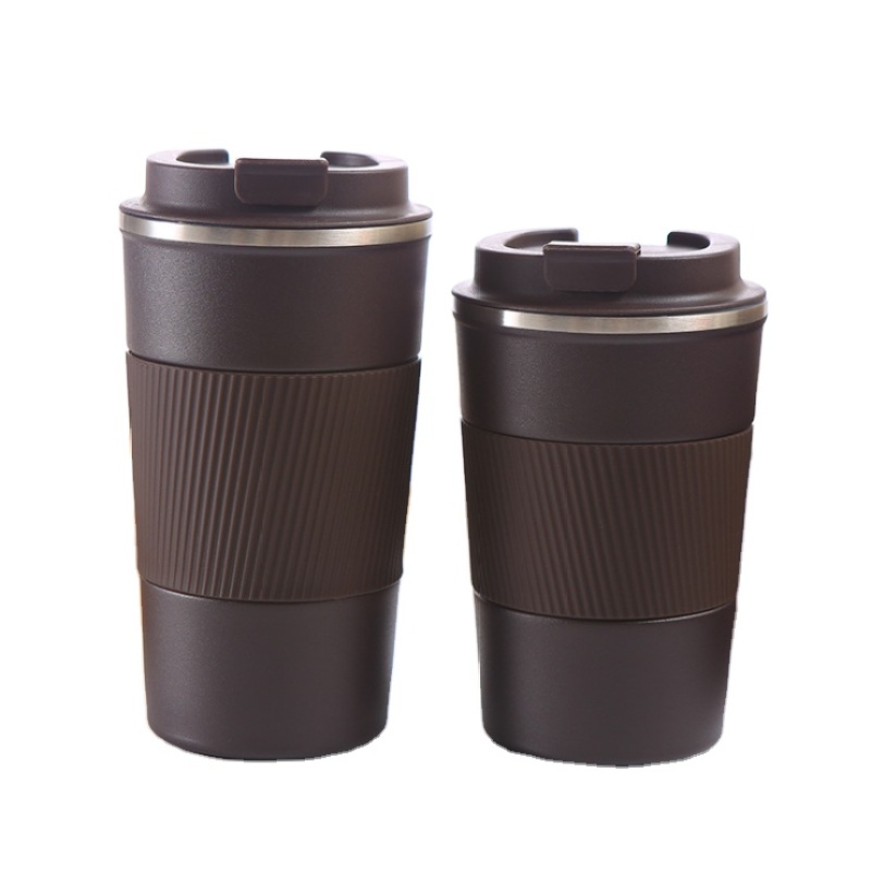 Wholesale Hongtai Drinkware Coffee Tumbler 380ml Stainless Steel Double Wall Insulated Travel Mug With Silicone Sleeve