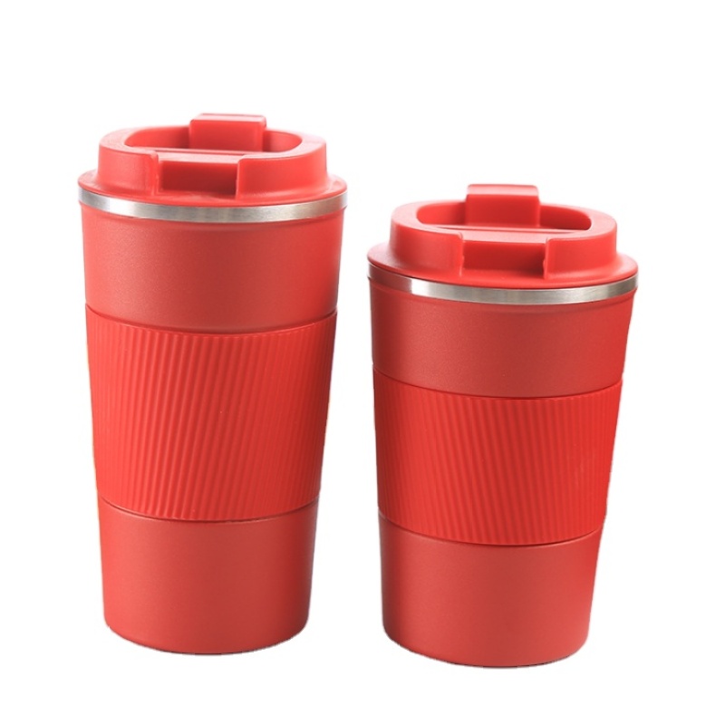 Wholesale Hongtai Drinkware Coffee Tumbler 380ml Stainless Steel Double Wall Insulated Travel Mug With Silicone Sleeve