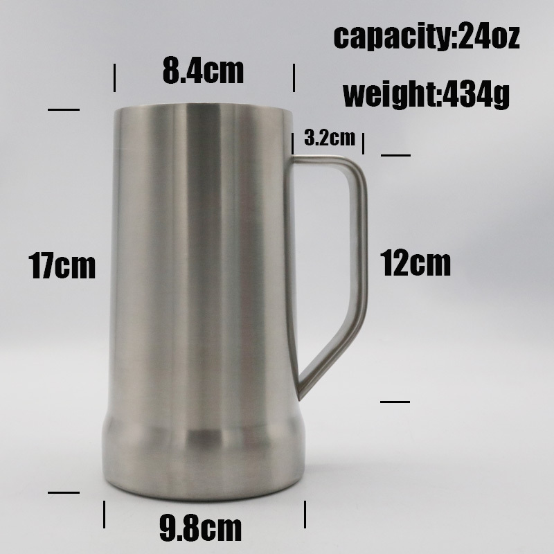 Double Wall New design Custom Logo Beer Mug Thermal Stainless Steel Tumbler Cup with  Handle