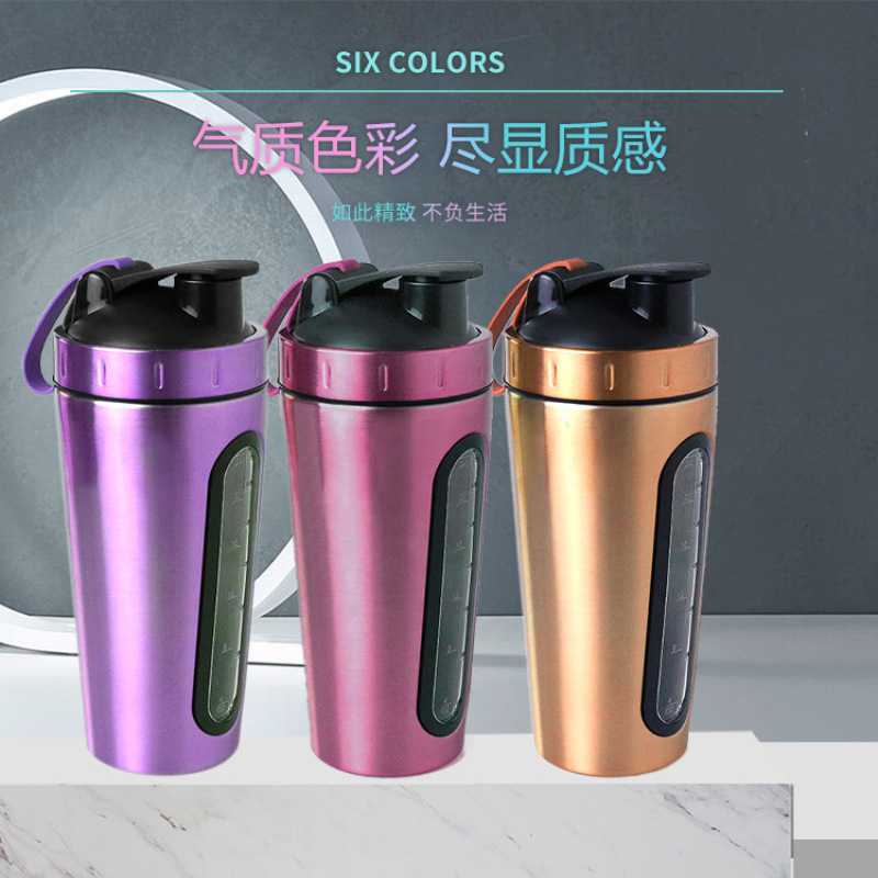 Eco-friendly Stainless Steel Single Wall Sport Flask Protein Flask With Blender And visible Window For GYM Shaker Water Bottle