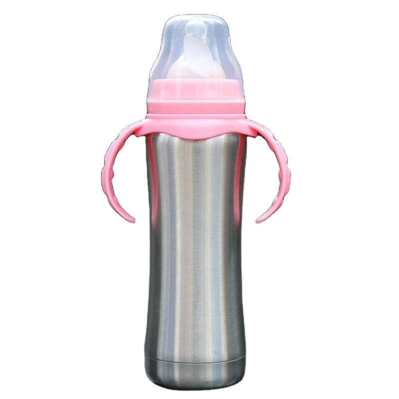 Stainless Steel Vacuum Flask Newborn Baby  Feeding Breast Nipples BPA Free Milk Bottle with handle