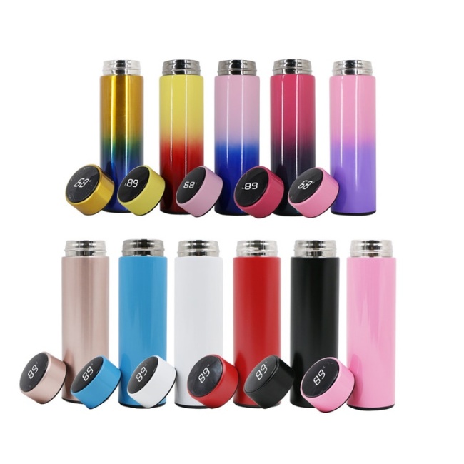 500ml LED Temperature Display Double Walled Stainless Steel Vacuum Flasks Smart Water Bottle With Infuser
