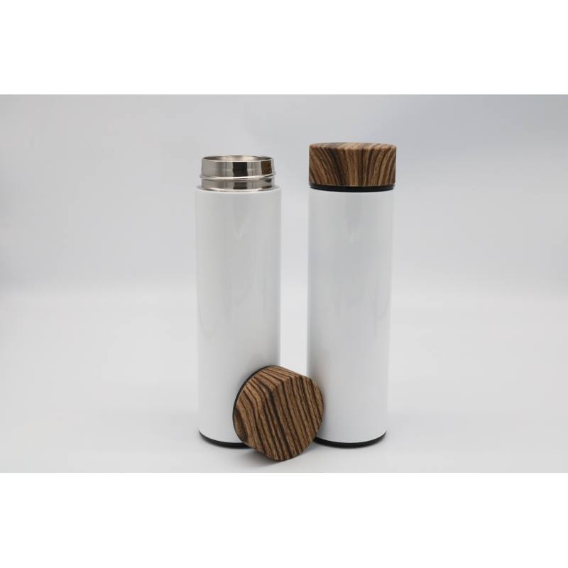Wholesale Stainless Steel Double Wall Vacuum Thermal Flask With Wood Grain Lid Water Bottle