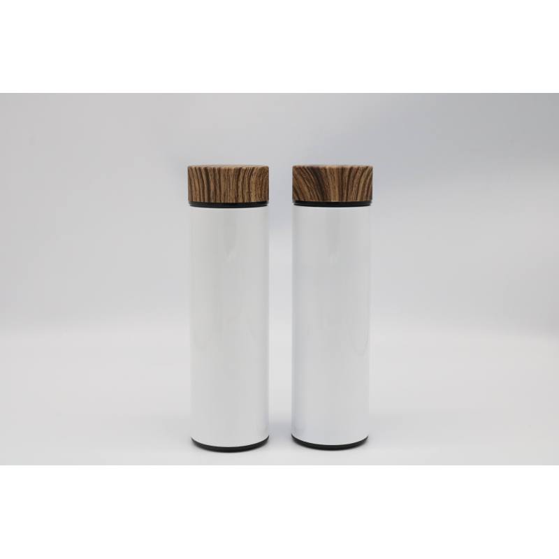 Wholesale Stainless Steel Double Wall Vacuum Thermal Flask With Wood Grain Lid Water Bottle