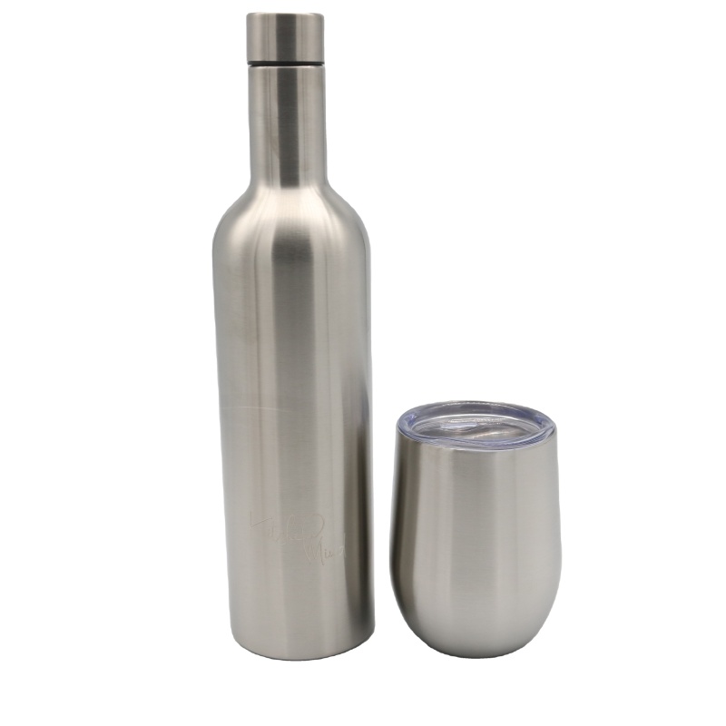Best Gift 750ml Insulated Stainless Steel Wine Bottle And 12oz Wine Tumbler Sets With Box