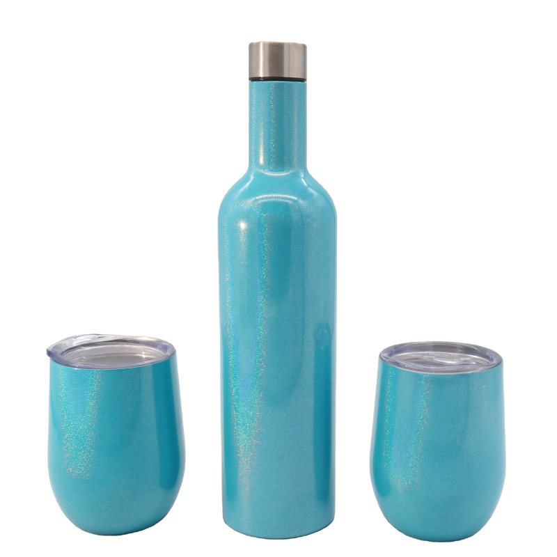 Best Gift 750ml Insulated Stainless Steel Wine Bottle And 12oz Wine Tumbler Sets With Box