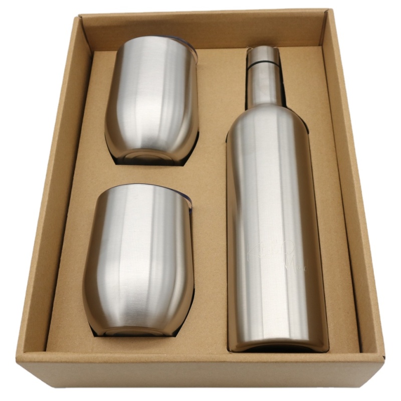 Best Gift 750ml Insulated Stainless Steel Wine Bottle And 12oz Wine Tumbler Sets With Box