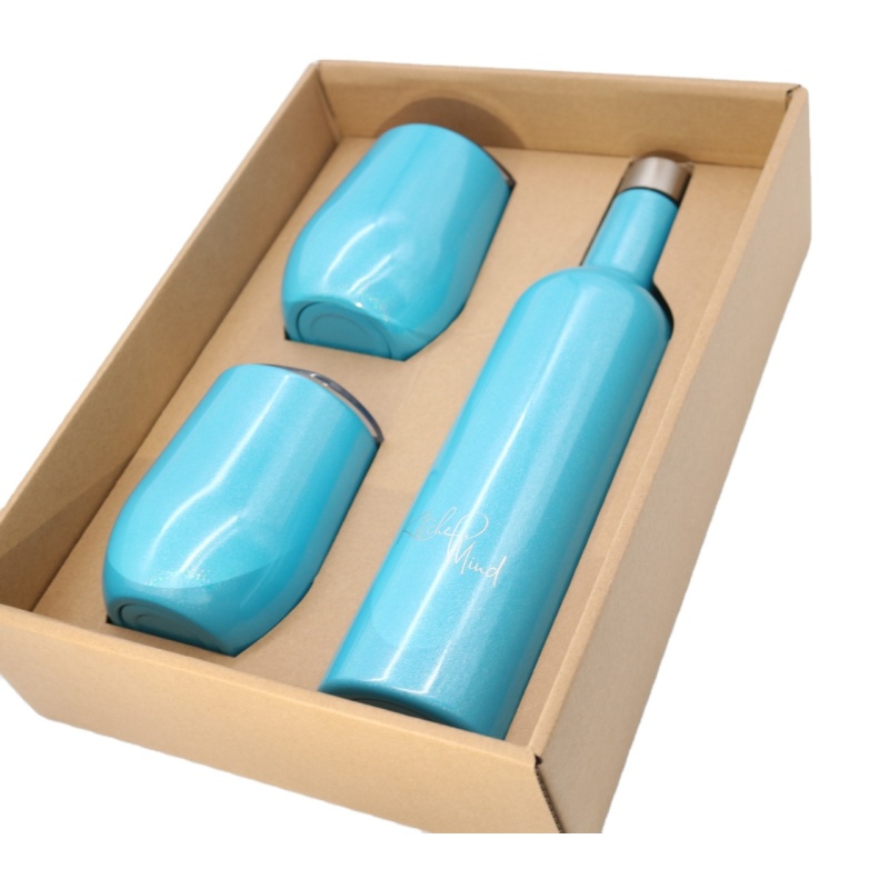 Best Gift 750ml Insulated Stainless Steel Wine Bottle And 12oz Wine Tumbler Sets With Box