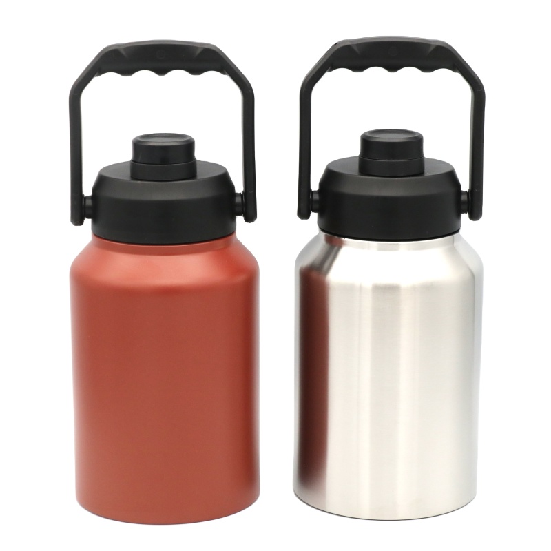 Wholesale High Quality 64/128 oz Stainless Steel Vacuum Flask Double Wall Outdoor Water Bottle with Handle