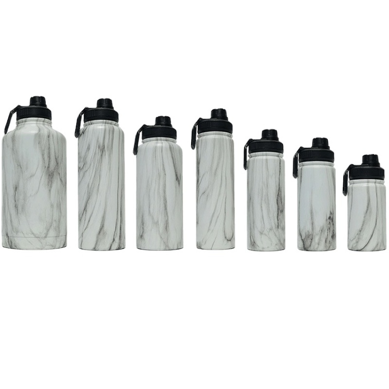64OZ Stainless Steel Wide Mouth Vacuum Flasks Insulated Thermos For Outdoor With Multiple Lids Sport Water Bottle