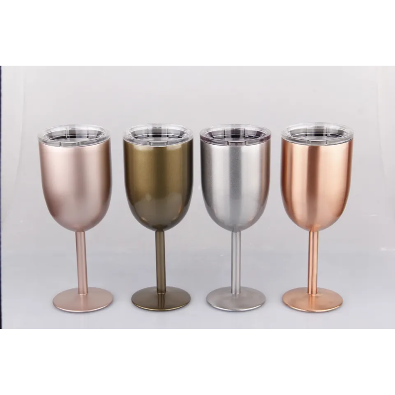 10oz Stainless Steel Red Wine Glasses With Lid Double Wall Insulated Wine Tumbler Unbreakable Goblets Wine Glasses
