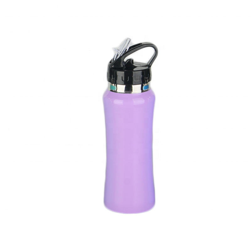 500ml single wall sport water with straw lid not vacuum water bottle with straw lid