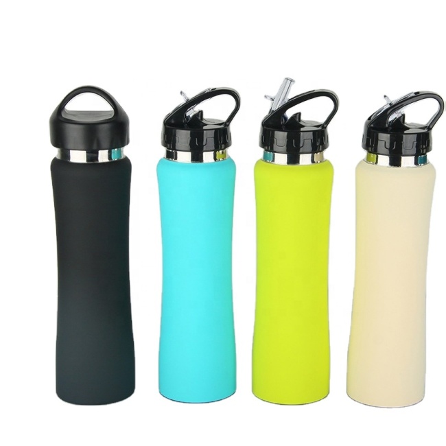500ml single wall sport water with straw lid not vacuum water bottle with straw lid