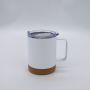 12oz Eco Friendly Double Wall Insulated Vacuum Flasks Beer Mug With Handle Lid Stainless Steel Travel Mug With Cork Bottom