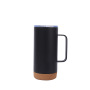 12oz Eco Friendly Double Wall Insulated Vacuum Flasks Beer Mug With Handle Lid Stainless Steel Travel Mug With Cork Bottom