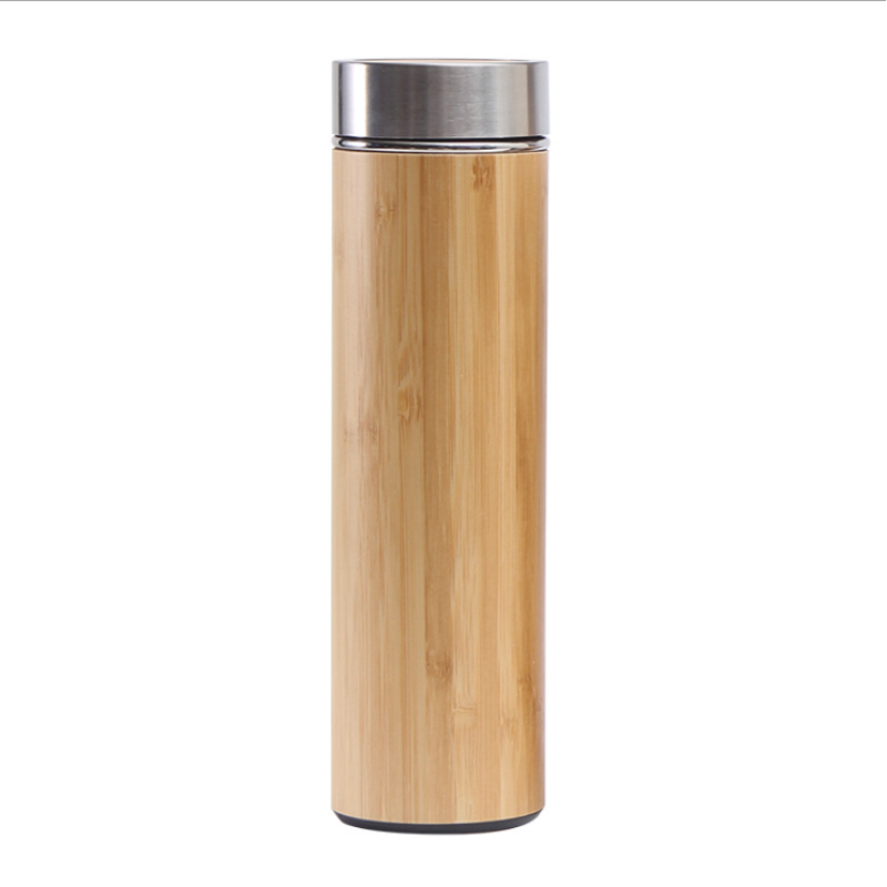 High Quality 500ml Stainless Steel Water Bottle Triple Wall Insulated Bamboo Flask Vacuum Travel Cup With Lid