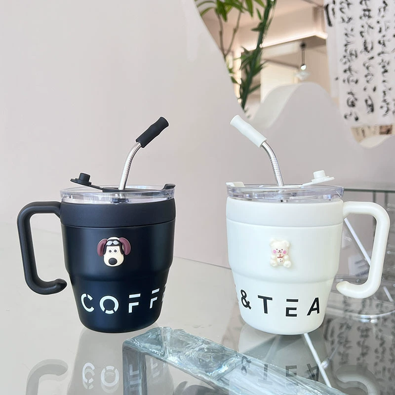Press Type Sealed Lid Water Cup 304 Stainless Steel Liner Portable Handle Design Couple With Handle Cup