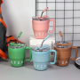 Press Type Sealed Lid Water Cup 304 Stainless Steel Liner Portable Handle Design Couple With Handle Cup
