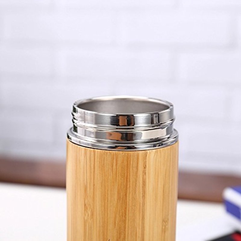 500ML stainless steel double wall vacuum bamboo thermos bottle