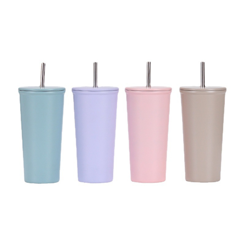 Double Wall Coffee Tumbler Wholesale Bulk Stainless Steel Sippy Cup with Lid and Straw