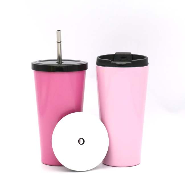 Custom Color Cups 17oz Double Wall Stainless Steel Coffee Cup Vacuum Insulated Tumbler with Straw