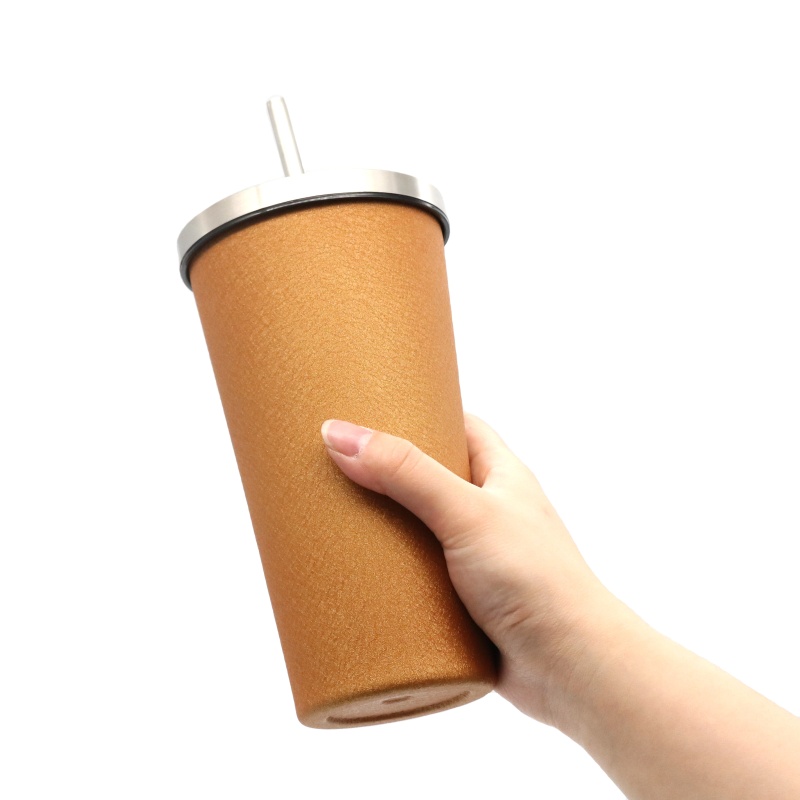 Custom Color Cups 17oz Double Wall Stainless Steel Coffee Cup Vacuum Insulated Tumbler with Straw