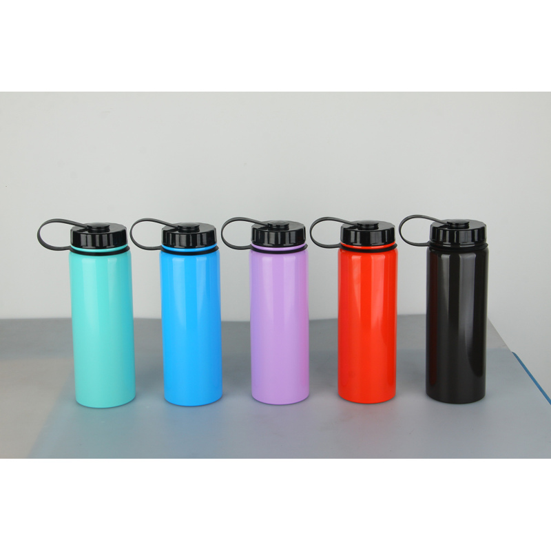 High quality single layer stainless steel travel water bottle with handle lid