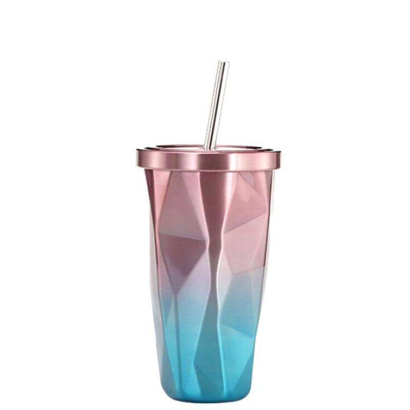 18/8 Stainless Steel Coffee Tumbler BPA Free Reusable Coffee Tumbler Drinking Mug with Straw and Lid
