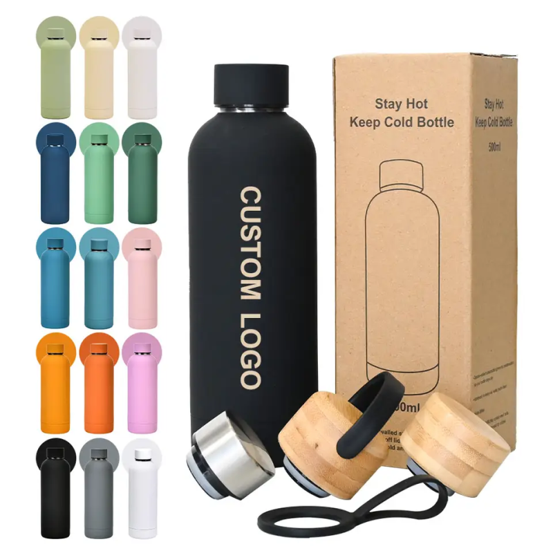 Low Moq Factory Customized Vacuum Insulated Thermal Drink Bottle Black Double Wall Stainless Steel Water Bottle With Custom Logo