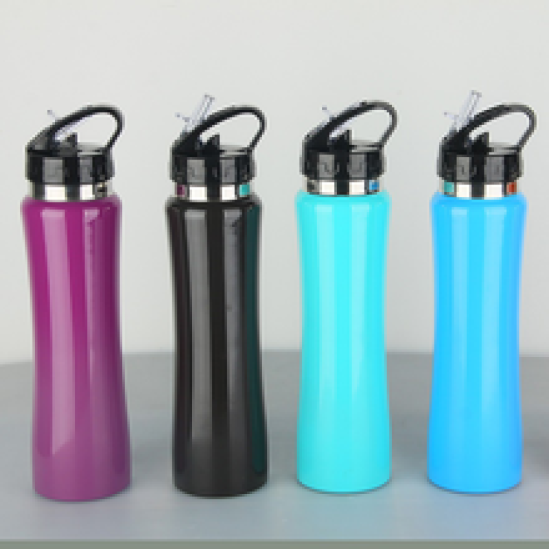 Hongtai 500ml single wall stainless steel sports  water with straw lid  and custom logo