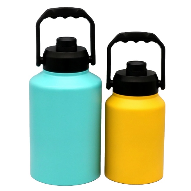 128oz/64oz 18/8 Stainless Steel Thermos Flask Vacuum Insulated Sport Water Bottle With Handle Lid Water Jug