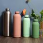 Rubber Painting Stainless Steel Double Wall Insulated Vacuum Flasks With Different Lids Thermos Water Bottle