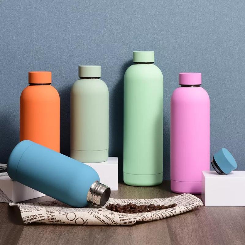 Rubber Painting Stainless Steel Double Wall Insulated Vacuum Flasks With Different Lids Thermos Water Bottle