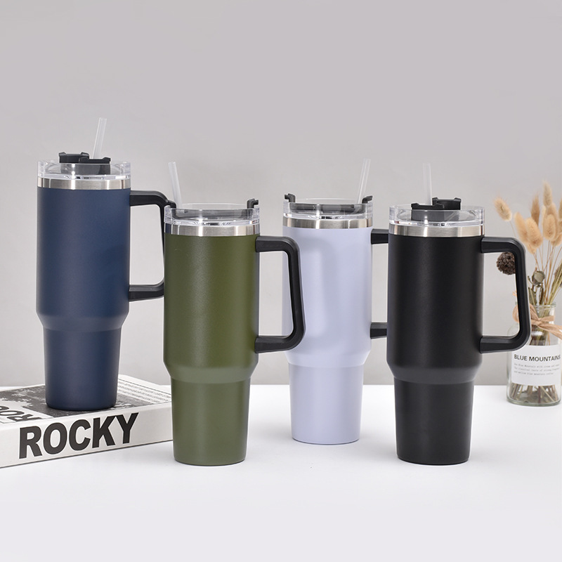 40oz Stainless Steel Insulated Tumbler Custom Travel Mug with Handle and Straw