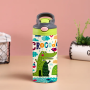 14oz Oem Carton Pattern Insulated Stainless Steel Vacuum Flask Water Bottles With Straw Lid For Kids