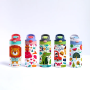 14oz Oem Carton Pattern Insulated Stainless Steel Vacuum Flask Water Bottles With Straw Lid For Kids