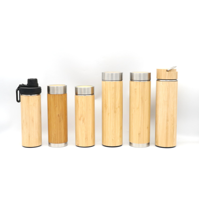 Eco-friendly Stainless Steel Bamboo Water Bottle Tea Infuser Tumbler Cups Wholesale