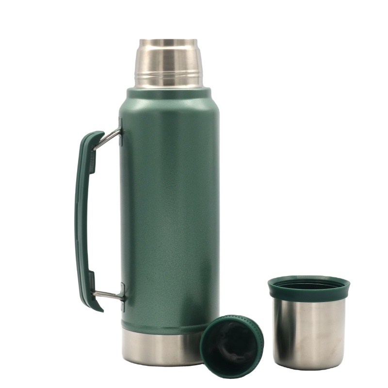 Hot  Selling 1L Hammer Coating 18/8 Stainless Steel Vacuum Flask Double Wall Insulated Thermos with Handle