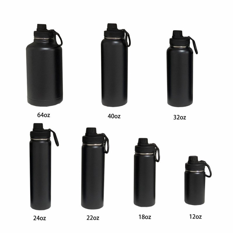 Wholesale 18oz 22oz 24oz 32oz  Powder Coated Custom Logo Vacuum Flask Stainless Steel Wide Mouth Water Bottle
