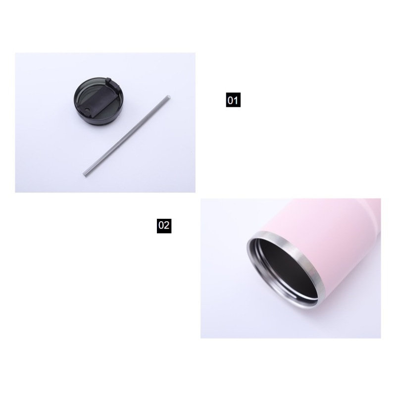 Double Wall Thermos Vacuum Insulated Flask Stainless Steel Travel Mug With Straw Lid Coffee Tumbler