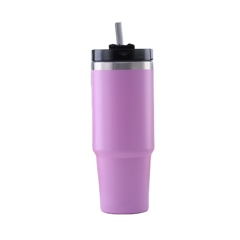 Double Wall Thermos Vacuum Insulated Flask Stainless Steel Travel Mug With Straw Lid Coffee Tumbler